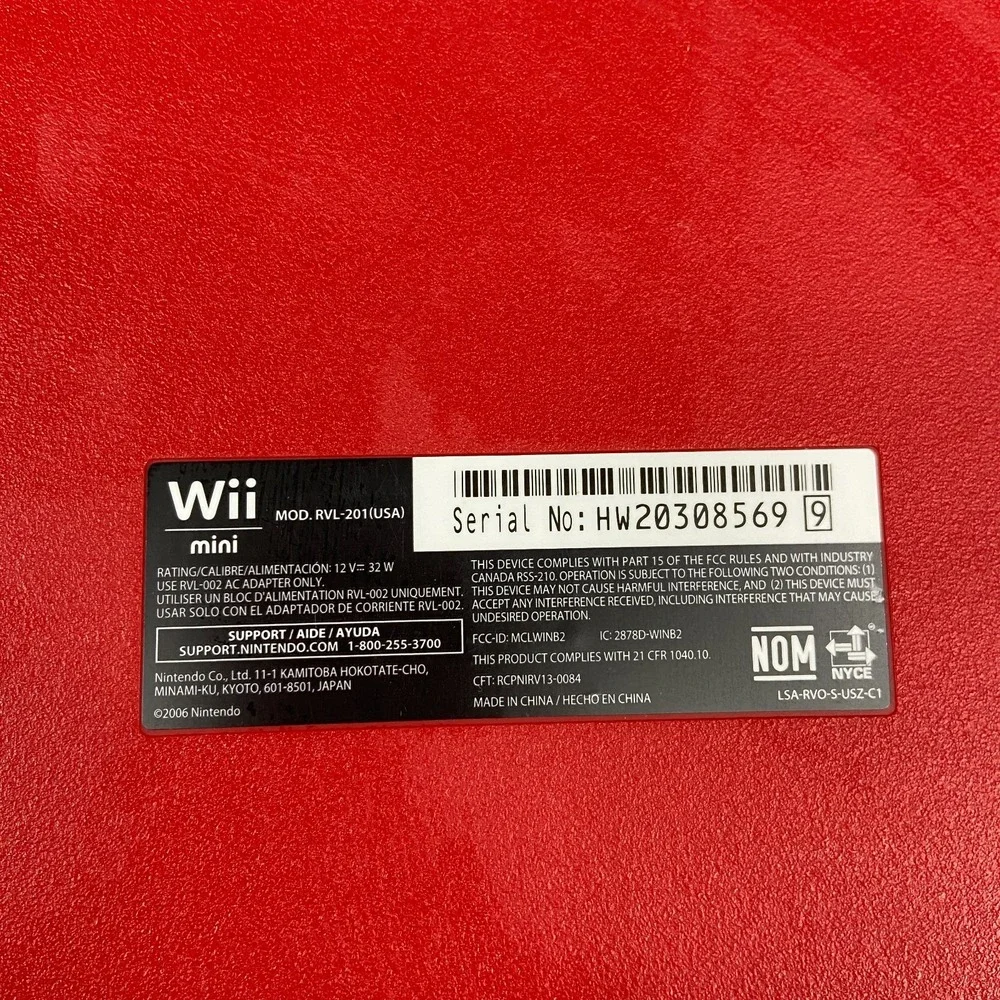 Nintendo Wii Mini RVL-201 USA Video Game Console Only Red/Black Home System